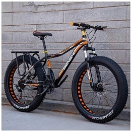 Aoyo Fat Tyre Bike Aoyo 26 Inch, Fat Tire, Mountain Trail Bike, Adult, Bicycle, Dual Disc Brake, Anti-Slip, Bikes, High-carbon Steel Frame, 21 Speed, (Color : Black Orange)