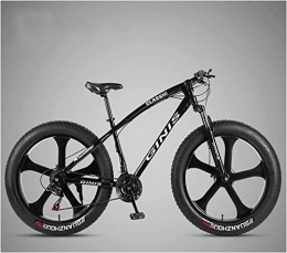 Aoyo Fat Tyre Bike Aoyo 26 Inch Mountain Bicycle, High-carbon Steel Frame Fat Tire Mountain Trail Bike, Men's Womens Hardtail Mountain Bike with Dual Disc Brake (Color : Black, Size : 21 Speed 5 Spoke)