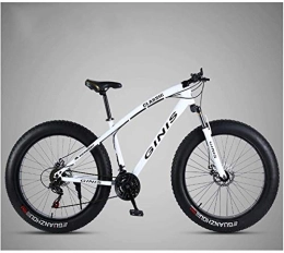 Aoyo Fat Tyre Bike Aoyo 26 Inch Mountain Bicycle, High-carbon Steel Frame Fat Tire Mountain Trail Bike, Men's Womens Hardtail Mountain Bike with Dual Disc Brake (Color : White, Size : 24 Speed Spoke)