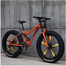 Aoyo Bike Aoyo Mountain Bikes, 26 Inch Fat Tire Hardtail Mountain Bike, Dual Suspension Frame and Suspension Fork All Terrain Mountain Bike, (Color : 21 Speed, Size : Orange 5 Spoke)