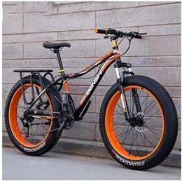 Aoyo Fat Tyre Bike Aoyo Mountain Bikes, Adult, Mountain Bicycle, Fat Tire Dual-Suspension, Bike, High-carbon Steel Frame, MTB, All Terrain, 26Inch, 21Speed, white Blue, Colour:Black Orange (Color : Black Orange)
