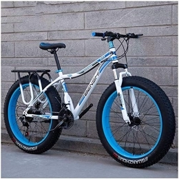 Aoyo Fat Tyre Bike Aoyo Mountain Bikes, Adult, Mountain Bicycle, Fat Tire Dual-Suspension, Bike, High-carbon Steel Frame, MTB, All Terrain, 26Inch, 21Speed, white Blue, Colour:Black Orange (Color : White Blue)
