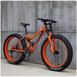 Aoyo Fat Tyre Bike Aoyo Mountain Bikes, Bicycle, 26 Inch, 21 Speeds, High Carbon Steel, Lightweight, Beach, Sport Bike, Dual-Suspension, Double Disc Brake, Fat Tire Bike, (Color : Orange)