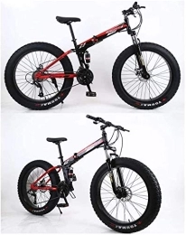 Aoyo Fat Tyre Bike Aoyo Mountain Bikes, Folding, Bicycles, Beach, 26 Inch 24 Speed Gears, Mountain Trail Bicycle, All-Terrain, High Carbon Steel, Fat Tire, Bike, Double Disc Brake, Dual Suspension Frame, (Color : Black and red)