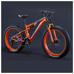 ApttEk Bike ApttEk Bikes, 24 inch Fat Tire Hardtail Mountain Bike for Men and Women, Dual-Suspension Adult Mountain Trail Bikes, All Terrain Bicycle with Adjustable Seat & Dual Disc Brake, Orange, 7 Speed