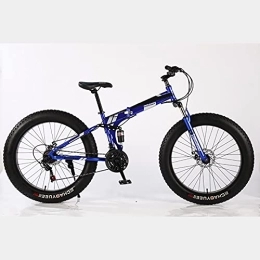 ASPZQ Fat Tyre Bike ASPZQ 24 Inch Folding Snowmobile, Mountain Bike Variable Speed Dual Shock Absorber 4.0 Wide Fat Big Tire ATV, Blue