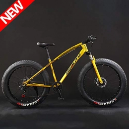 ATGTAOS Fat Tyre Bike ATGTAOS 26 Inch 21 Speed Fat Tire Mountain Trail Bike, Mountain Bike, Sand Bicycle, Snow Bike, Road Racing, Bicycle, Front and Rear Shock Absorption, Dual Disc Brake, Adult Boys Girls, Gold