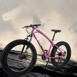 AURALLL Fat Tyre Bike AURALLL Mountain Bike Fat Tire Bicycles Country Gearshift Bicycle, Outdoor Bicycle Student Carbon Steel Bicycle Full Suspension MTB for Beach, Desert, Snow, Pink, 7speed 26 inch