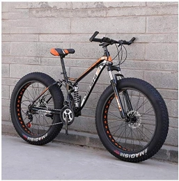 AYHa Fat Tyre Bike AYHa Adult Mountain Bikes, Fat Tire Dual Disc Brake Hardtail Mountain Bike, Big Wheels Bicycle, High-Carbon Steel Frame, New Orange, 26 Inch 24 Speed