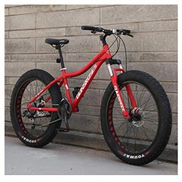 AZYQ Bike AZYQ 26 inch Mountain Bikes, High-Carbon Steel Hardtail Mountain Bike, Fat Tire All Terrain Mountain Bike, Women Men's Anti-Slip Bikes, Blue, 21 Speed 3 Spoke, Red, 24 Speed Spoke