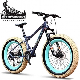 baozge Bike baozge Fat Tire Hardtail Mountain Bike 26 Inch for Adult Men and Women Air pressure Front Suspension 27 Speed Mountain Trail Bikes All Terrain Bicycle with Dual Hydraulic Disc Brake Blue-Blue