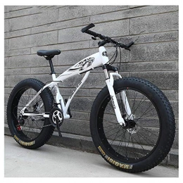 BCX Fat Tyre Bike BCX Adult Mountain Bikes, Boys Girls Fat Tire Mountain Trail Bike, Dual Disc Brake Hardtail Mountain Bike, High-Carbon Steel Frame, Bicycle, Blue E, 26 inch 21 Speed, White a, 26 Inch 21 Speed