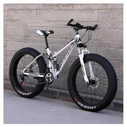 BCX Fat Tyre Bike BCX Adult Mountain Bikes, Fat Tire Dual Disc Brake Hardtail Mountain Bike, Big Wheels Bicycle, High-Carbon Steel Frame, New Blue, 26 inch 27 Speed, White, 24 Inch 27 Speed