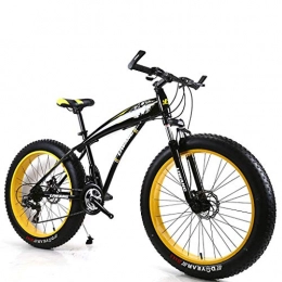 Bdclr Fat Tyre Bike Bdclr 24-speed 24inch, 26inch Snowmobile Wide tire Disc brake damping Student bicycle Mountain Bike, Yellow, 26inch