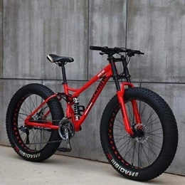 NOLOGO Fat Tyre Bike Bicycle Adult Mountain Bikes, 24 Inch Fat Tire Hardtail Mountain Bike, Dual Suspension Frame and Suspension Fork All Terrain Mountain Bike, Green, 7 Speed (Color : Red, Size : 21 Speed)