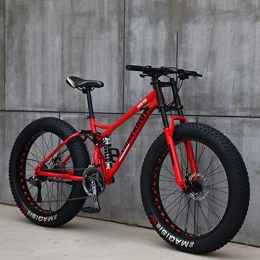 MW Bike Bicycle, Mountain Bike for Teens of Adults Men And Women, Oad Bicycle, High Carbon Steel Frame, Soft Tail Dual Suspension, Mechanical Disc Brake, 24 / 265.1 Inch Fat Tire, red, 24 inch 21 speed