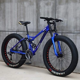 Bike Fat Tyre Bike Bike Adult Mountain, 24 Inch Fat Tire Hardtail Mountain, Dual Suspension Frame and Suspension Fork All Terrain Mountain (Color : Blue, Size : 24 Speed)