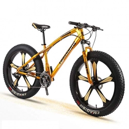 Domrx Bike Bike Bicycle Adult Men and Women Mountain Cross Country Wide Tire Speed Student Disc Brakes Shock 26 Inch Five Knife Wheel-Gold_21 Speed