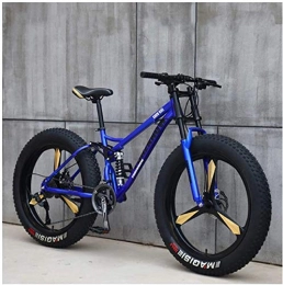CDFC Fat Tyre Bike CDFC Fat Tire mountain bike, 26 inch mountain bike bicycle with disc brakes, frames from carbon steel, suitable for people over 175 Cm Great Blue 3 languages, 21 Speed