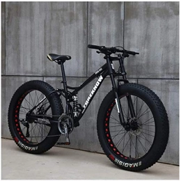CDFC Bike CDFC Mountain Bikes, 26 Inch Fat Tire Hardtail Mountain Bike, Dual Suspension Frame And Suspension Fork All Terrain Mountain Bike, Black Spoke, 21stage shift