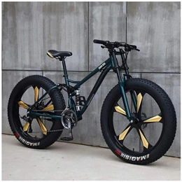CDFC Bike CDFC Mountain Bikes, 26 Inch Fat Tire Hardtail Mountain Bike, Dual Suspension Frame And Suspension Fork All Terrain Mountain Bike, Green 5 Spoke, 27stage shift