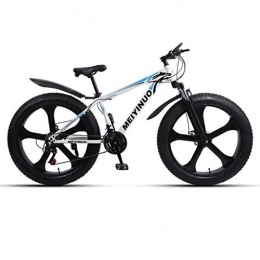 CHERRIESU Mens Fat Tire Mountain Bike 26-Inch Wheels with with 5 Knife Wheel 4-Inch Wide Knobby Tires 24-Speed Steel Frame Front and Rear Brakes Multiple Colors,A