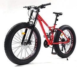 Clothes Bike Commuter City Road Bike 26 Inch Mountain Bikes, Fat Tire MBT Bike Bicycle Soft Tail, Full Suspension Mountain Bike, High-Carbon Steel Frame, Dual Disc Brake Unisex ( Color : Red , Size : 24 speed )