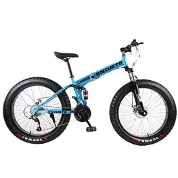 BLTR Fat Tyre Bike Convenient Adult Foldable Beach Snowmobile Mountain Fat Bike 24 / 26 Inch Wheel 27 Speed Sports Cycling Road Bicycle Men Frame Ride (Color : Blue, Size : 27 Speed)