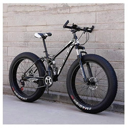 Cxmm Fat Tyre Bike Cxmm Adult Mountain Bikes, Fat Tire Dual Disc Brake Hardtail Mountain Bike, Big Wheels Bicycle, High-Carbon Steel Frame, New Blue, 26 inch 27 Speed, Black, 26 Inch 21 Speed