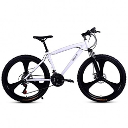 CXSMKP Fat Tyre Bike CXSMKP Mountain Bike for Adult, 21 Speed 26 Inch Lightweight Mountain Bikes Dual Disc Brakes Suspension Fork with Hydraulic Damping Wheel, 4Colour Option, White, 3