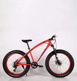 CXY-JOEL Bike CXY-JOEL Mens Adult Fat Tire Mountain Bike Double Disc Brake Beach Snow Bicycle High-Carbon Steel Frame Cruiser Bikes 26 inch Wheels-Orange_21 Speed, Red
