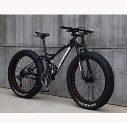 CXY-JOEL Bike CXY-JOEL Mountain Bike for Teens of Adults Men and Women, High Carbon Steel Frame, Soft Tail Dual Suspension, Mechanical Disc Brake, 24 / 265.1 inch Fat Tire, Cyan, 24 inch 7 Speed, Black