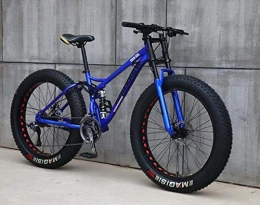 CXY-JOEL Bike CXY-JOEL Mountain Bike for Teens of Adults Men and Women, High Carbon Steel Frame, Soft Tail Dual Suspension, Mechanical Disc Brake, 24 / 265.1 inch Fat Tire, Cyan, 24 inch 7 Speed, Blue