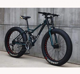 CXY-JOEL Bike CXY-JOEL Mountain Bike for Teens of Adults Men and Women, High Carbon Steel Frame, Soft Tail Dual Suspension, Mechanical Disc Brake, 24 / 265.1 inch Fat Tire, Cyan, 24 inch 7 Speed, Cyan, 24 inch 7 Speed