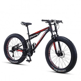 DANYCU Fat Tyre Bike DANYCU 26 Inch Mountain Bike for Mens, 4.0 Inch Fat Tire Anti-Slip Bike, Off-Road Variable Speed Bicycle, High-Carbon Steel Soft Tail Frame, Dual Disc Brake, Black, 30 speed