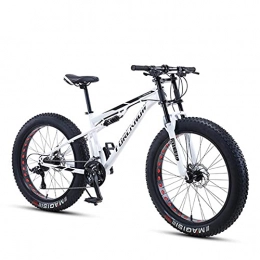 DANYCU Fat Tyre Bike DANYCU 26 Inch Mountain Bike for Mens, 4.0 Inch Fat Tire Anti-Slip Bike, Off-Road Variable Speed Bicycle, High-Carbon Steel Soft Tail Frame, Dual Disc Brake, White, 7 speed