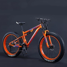 DANYCU Fat Tyre Bike DANYCU Fat Tire Bike Mens Mountain Bike 26 Inch 21 / 27 Speed Full Suspension Mountain Bikes Anti-Slip Sand Snow Bicycle for Commute Travel Exercise Sport, Orange, 21 speed
