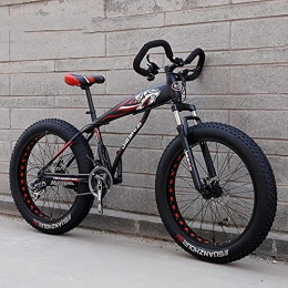DANYCU Fat Tyre Bike DANYCU Mens Mountain Bike 26 Inch Thick Wheels, Beach Snow All Terrain Bicycle with High-carbon Steel Frame / Dual Disc Brake / Suspension Fork, Fat Tire Bikes, Red, 21 speed