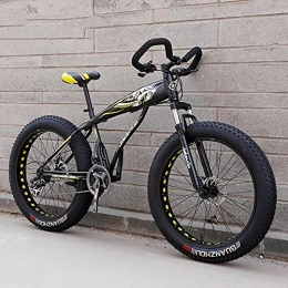 DANYCU Fat Tyre Bike DANYCU Mens Mountain Bike 26 Inch Thick Wheels, Beach Snow All Terrain Bicycle with High-carbon Steel Frame / Dual Disc Brake / Suspension Fork, Fat Tire Bikes, yellow, 30 speed