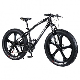 DFEIL Fat Tyre Bike DFEIL Shock Mountain Bikes, Fat Tire Variable Speed Bicycle, High-carbon Steel Frame Hardtail Mountain Bike With Dual Disc Brake, 5 Spoke, 21 / 24 / 27 / 30-speed, 26 Inches (Color : 21 speed)