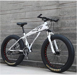 Ding Fat Tyre Bike Ding Adult Mountain Bikes, Boys Girls Fat Tire Mountain Trail Bike, Dual Disc Brake Hardtail Mountain Bike, High-carbon Steel Frame, Bicycle (Color : White C, Size : 24 Inch 24 Speed)