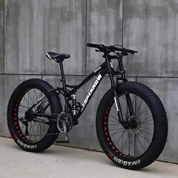 DODOBD Fat Tyre Bike DODOBD Mountain Bike 24in MTB Cruiser Bike7 / 21 / 24 / 27 Speed Gear Disc Brake / MTB Break Lever Full Suspension Bicycle Bike for Adult Teens (Black)