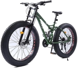 dtkmkj Fat Tyre Bike dtkmkj 26 Inch Mountain Bikes, Dual Disc Brake Fat Tire Mountain Trail Bike, Hardtail Mountain Bike, High-Carbon Steel Frame, Green, 27 Speed