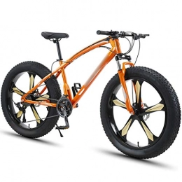 DXIUMZHP Fat Tyre Bike DXIUMZHP Dual Suspension Outdoor Mountain Bikes, Adult Men And Women Variable Speed Bicycles, 4.0 Super Wide Tires, Five-knife Wheel Set, 7 / 21 / 24 / 27 / 30-speed (Color : Orange, Size : 7-speed)