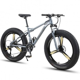 DXIUMZHP Dual Suspension Snowmobiles, ATVs, Mountain Bikes, 4.0 Super Wide Tires Bicycle, Unisex Variable Speed Off-road Vehicle, 7/21/24/27/30-speed (Color : Gray, Size : 7-speed)