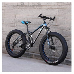FANG Bike FANG Adult Mountain Bikes, Fat Tire Dual Disc Brake Hardtail Mountain Bike, Big Wheels Bicycle, High-carbon Steel Frame, New Blue, 26 Inch 21 Speed