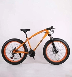 WJSW Bike Fat Tire Adult Mountain Bike, High-Carbon Steel Frame Bikes, Beach Snowmobile Bicycle, Double Disc Brake 26 Inch Wheels