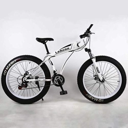 WJSW Fat Tyre Bike Fat Tire Adult Mountain Bike, High-Carbon Steel Frame Bikes, Beach Snowmobile Mens Bicycle, Double Disc Brake 24 Inch Wheels