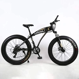 FDSAD Bike Fat Tire Adult Mountain Bike, Lightweight High-Carbon Steel Frame Cruiser Bikes, Beach Snowmobile Mens Bicycle, Double Disc Brake 26 Inch Wheels, Black, 7speed