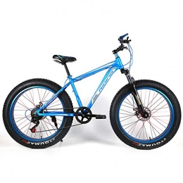 YOUSR Fat Tyre Bike fat tire bike hardtail FS Disk Youth mountainbikes With full suspension for men and women Blue 26 inch 7 speed